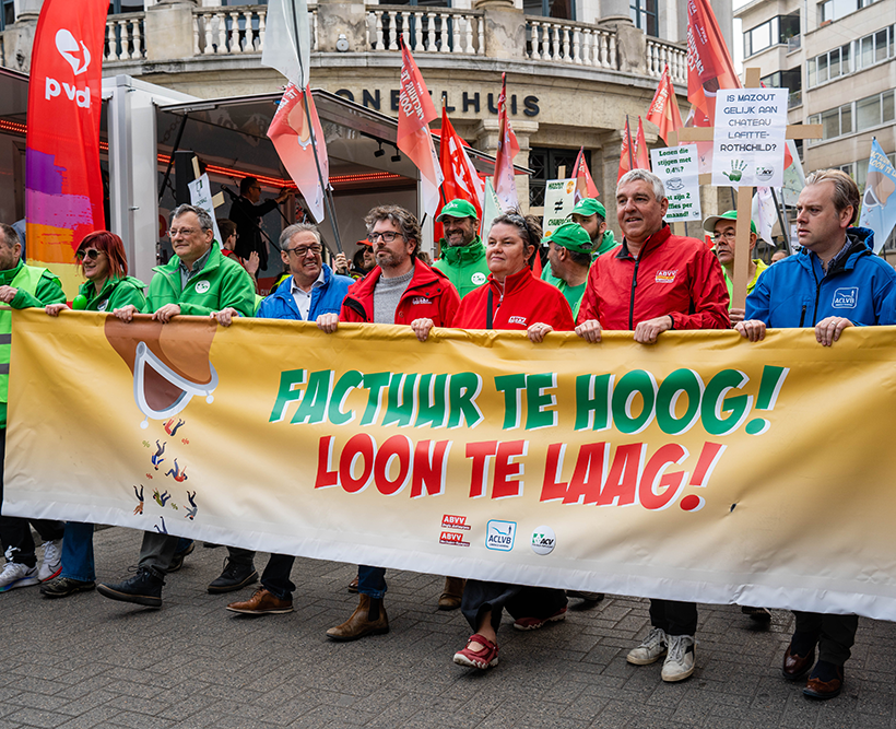 Nationale actiedag vakbonden: PVDA wil lonen deblokkeren en legt wetsvoorstel Goblet-Hedebouw voor aan regering