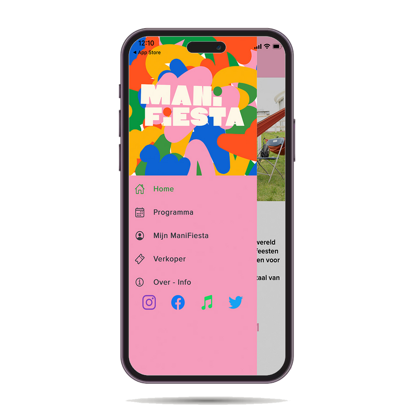 Smartphone met de app van ManiFiesta