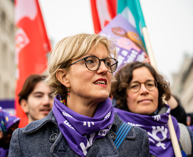 Photo de Sofie Merckx prise lors d'une manifestation féministe.