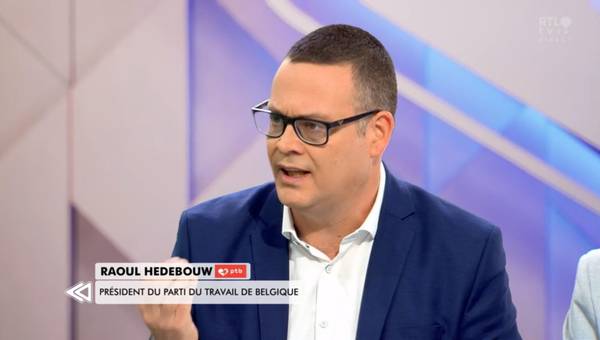 Raoul Hedebouw sur le plateau de C'est pas tous les jours dimanche (RTL).