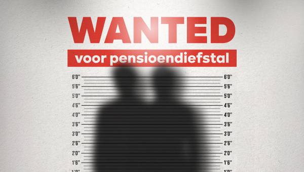 beeld: twee silhouetten van misdadigers. “Wanted voor pensioendiefstal”