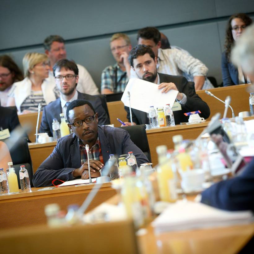 Germain Mugemangango, chef du groupe PTB au parlement wallon.