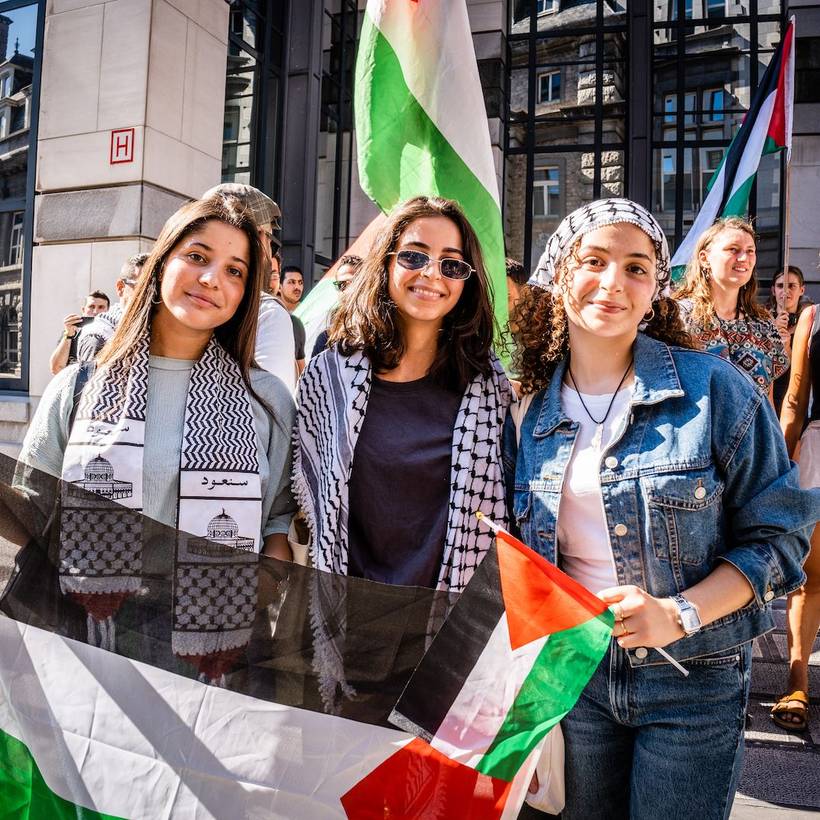 Actie voor het ministerie van Buitenlandse Zaken in Brussel in solidariteit met het Palestijnse volk