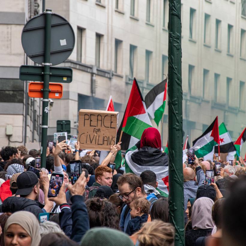 Manifestatie in Brussel als steun aan de bevolking van Gaza en de burgerslachtoffers