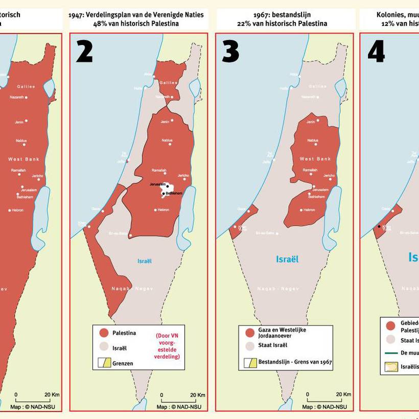 De bezetting van Palestina in vier kaarten