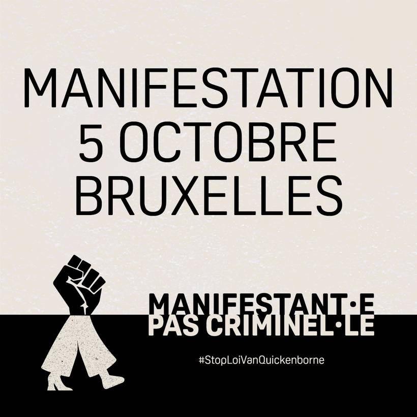 Affiche de la manifestation du 5 octobre à Bruxelles 