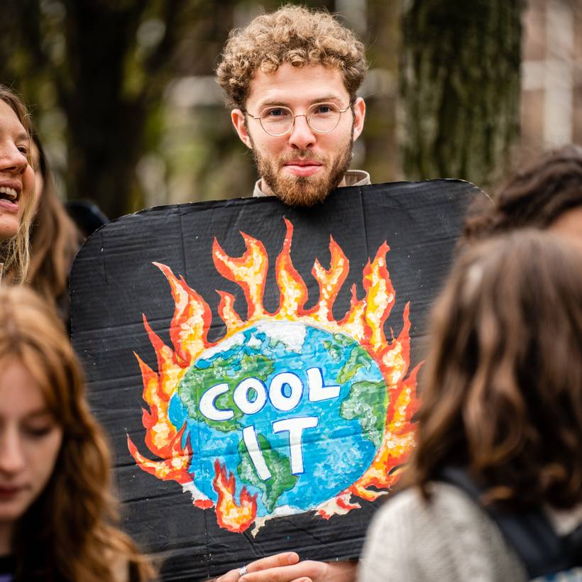 Des participants à la marche pour le climat.