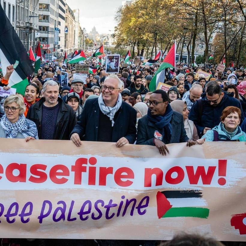 Le PTB manifeste pour un cessez-le-feu immédiat en Palestine.