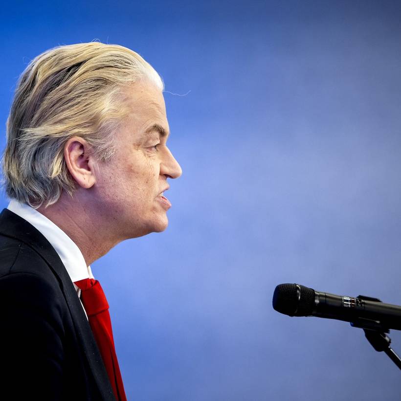 Geert Wilders op de voorstelling van het regeerakkoord