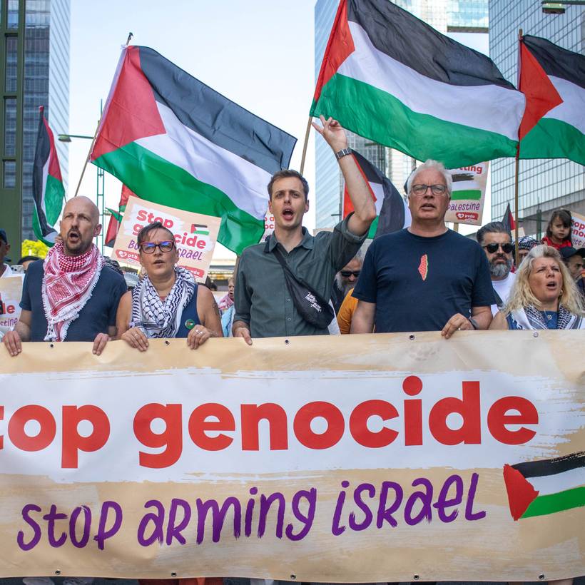 Bloc du PTB à la manif pour la Palestine