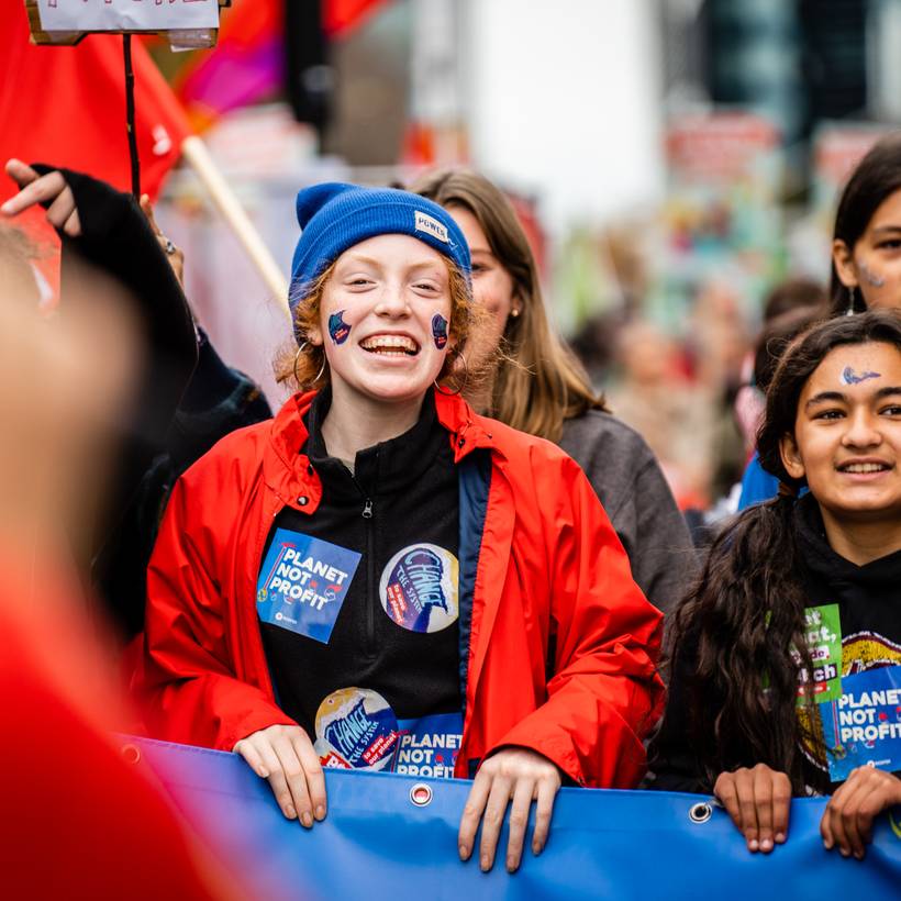 Jongeren tijdens een klimaatmars in Brussel