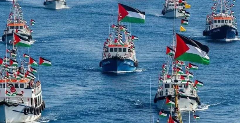Les navires de la Global Summud Flotilla en route vers Gaza.