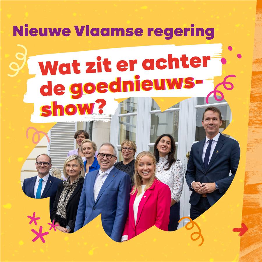 beeld 1: Nieuwe Vlaamse regering. Wat zit er achter de goednieuwsshow?