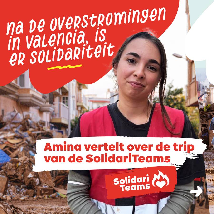 SolidariTeams 1: Amina Vandenheuvel in Valencia. Tekst: Na de overstromingen in Valencia, is er solidariteit Amina vertelt over de trip van de SolidariTeams