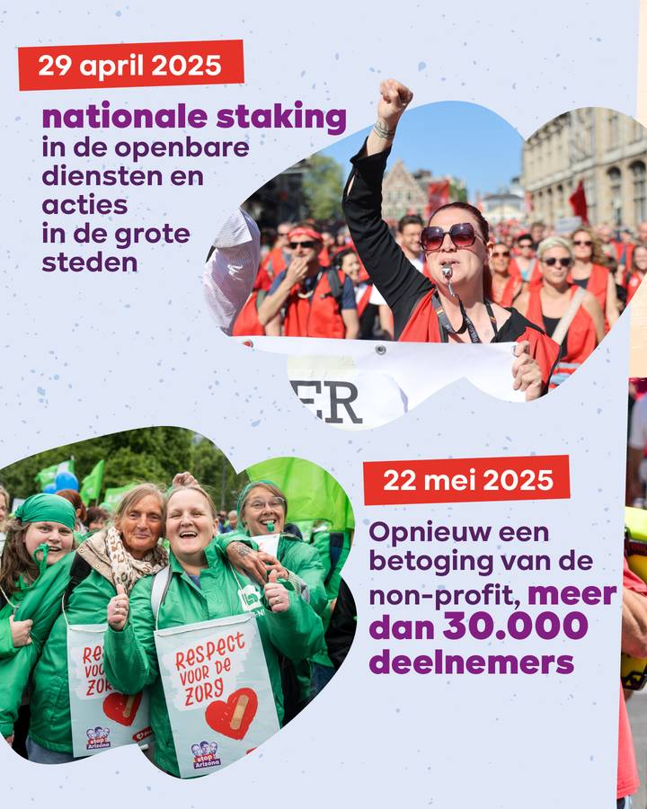 29 april 2025 nationale staking in de openbare diensten en acties in de grote steden 22 mei 2025 opnieuw een betoging van de non-profit, meer dan 30.000 deelnemers