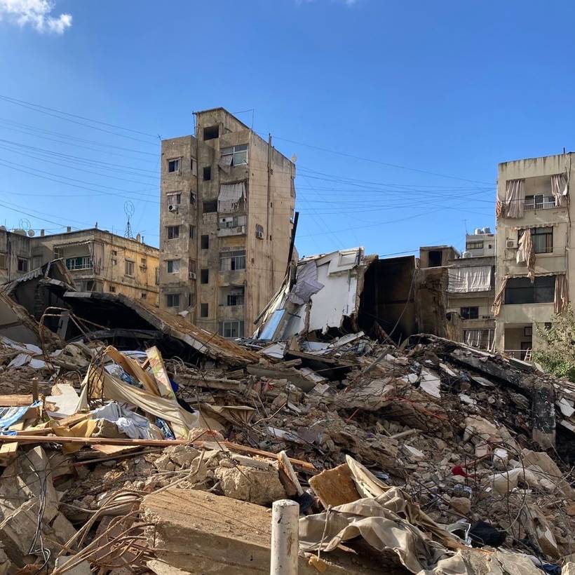 Vernielde gebouwen in Libanon