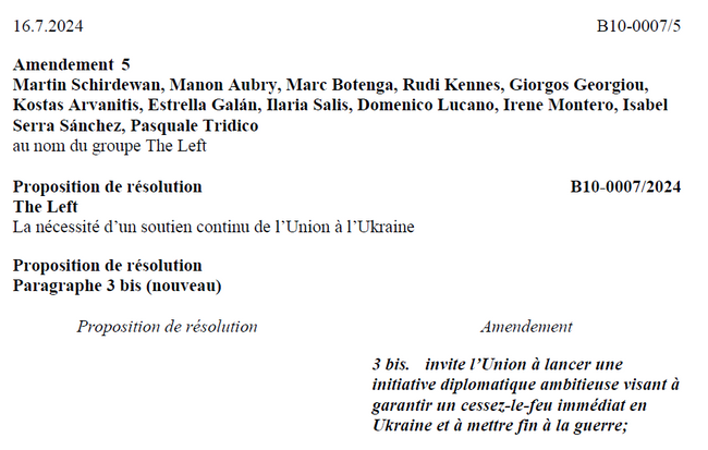 Proposition d'amendement du PTB et du groupe The Left à la résolution du Parlement européen