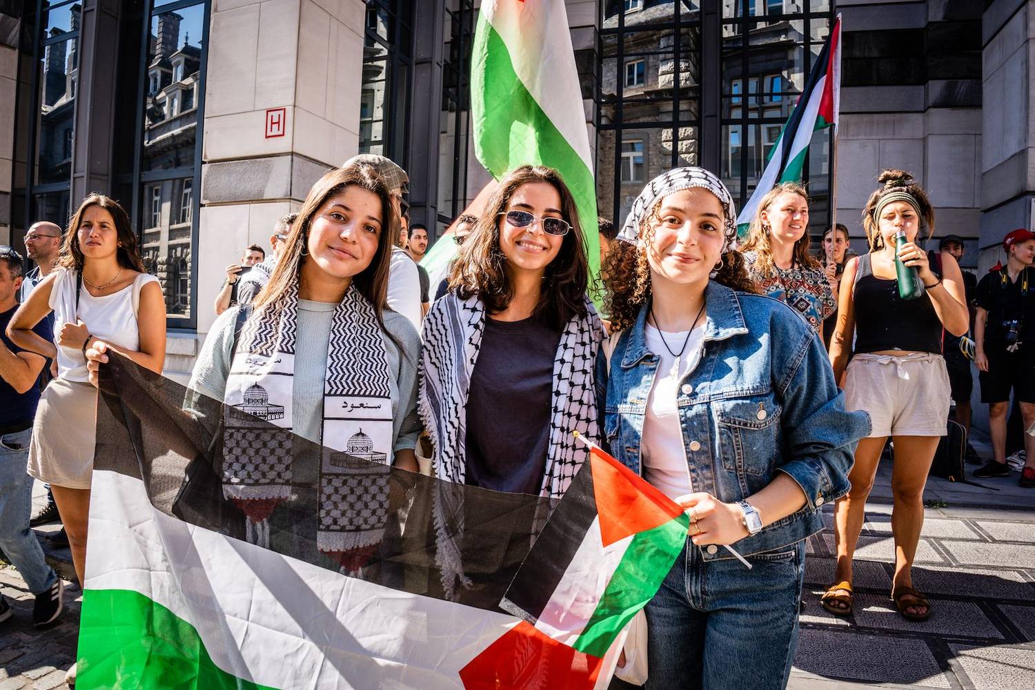 Actie voor het ministerie van Buitenlandse Zaken in Brussel in solidariteit met het Palestijnse volk