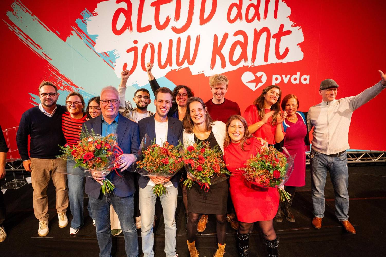 Foto van de PVDA-verkozenen in Antwerpen.