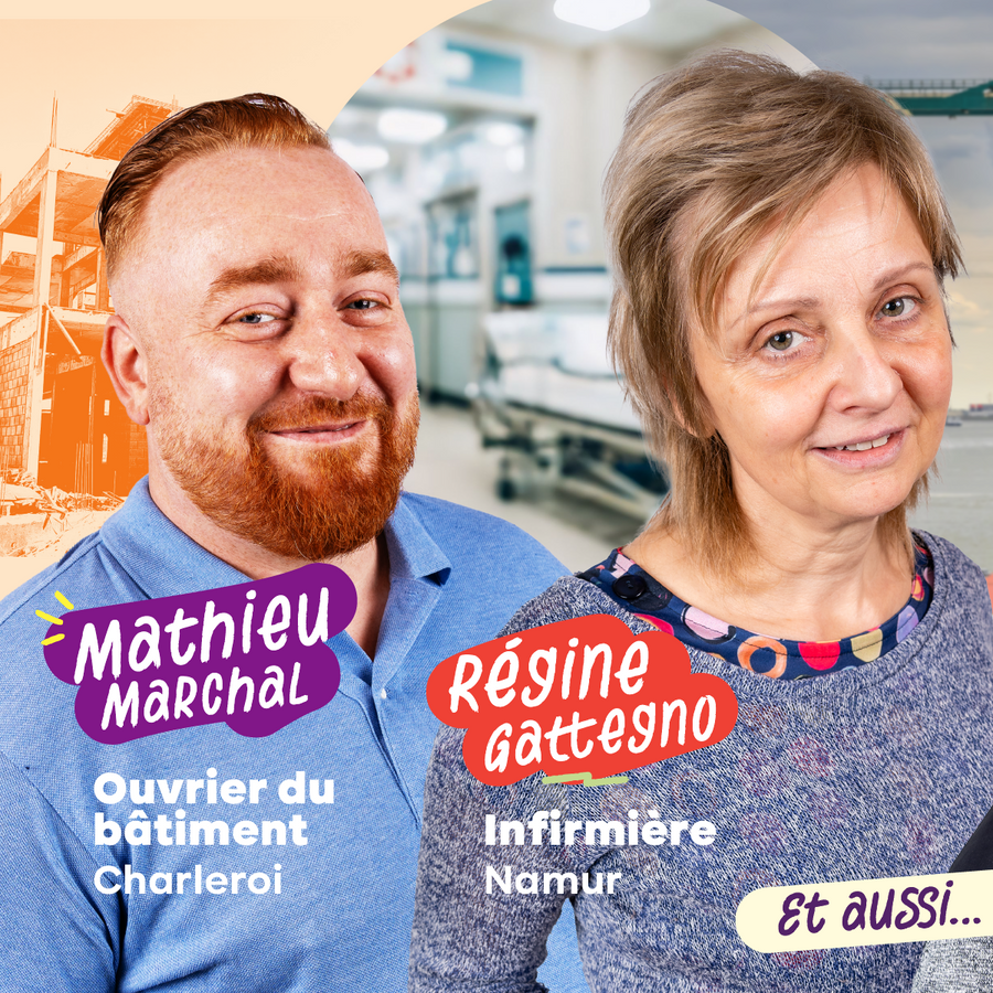 Mathieu Marchal, ouvrier du bâtiment à Charleroi et Régine Gattegno, infirmière à Namur.