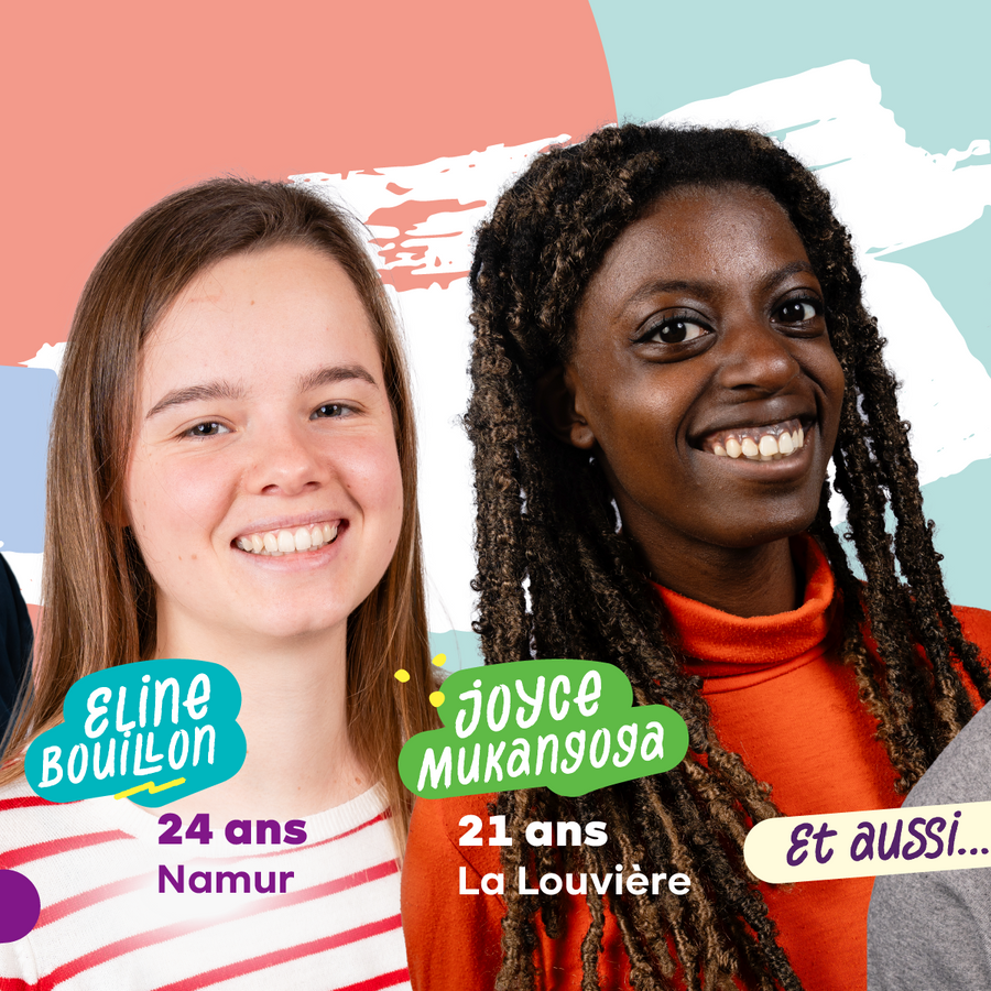 Carrousel jeunes élus du PTB, image 3 : Eline Bouillon, Namur, 24 ans. Joyce Mukangoga, La Louvière, 21 ans.