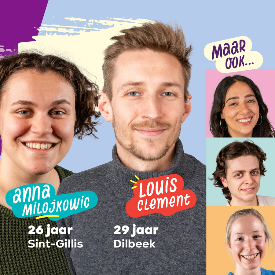 Slide 5 van 8: Anna Milojkowic (26 jaar, Sint-Gillis) en Louis Clement (29 jaar, Dilbeek)