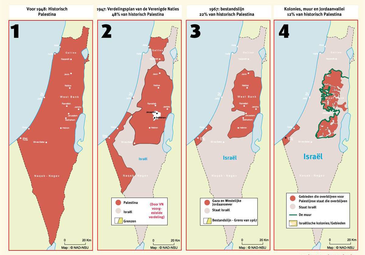 De bezetting van Palestina in vier kaarten